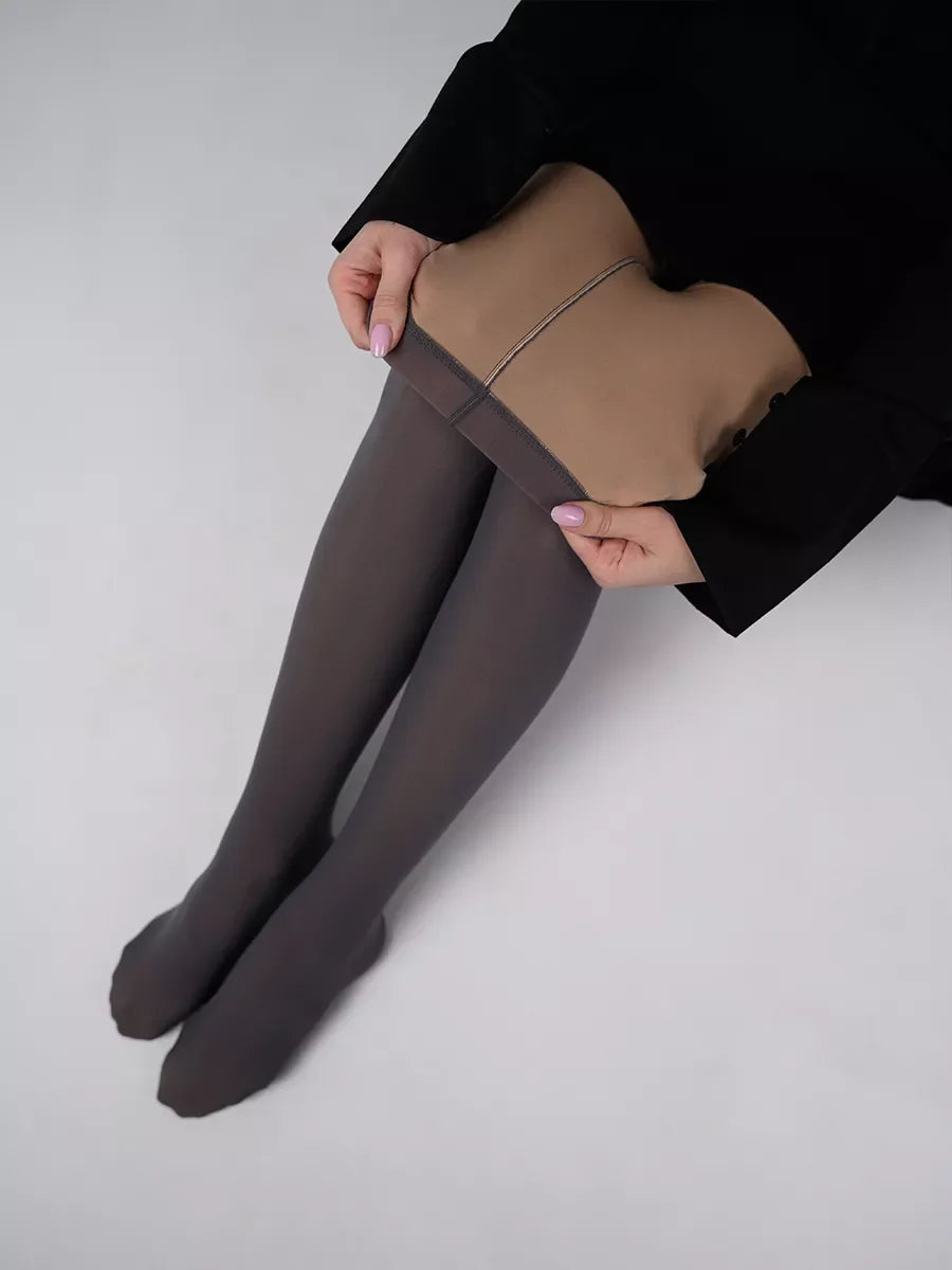 Collant doublé en polaire Gris / Taille Universelle et Extensible