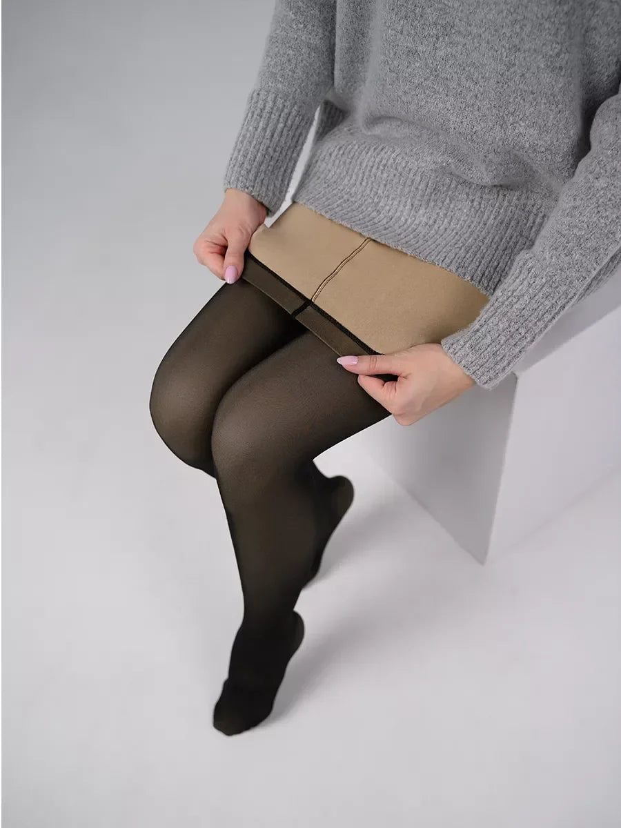 Collant doublé en polaire Kaki / Taille Universelle et Extensible