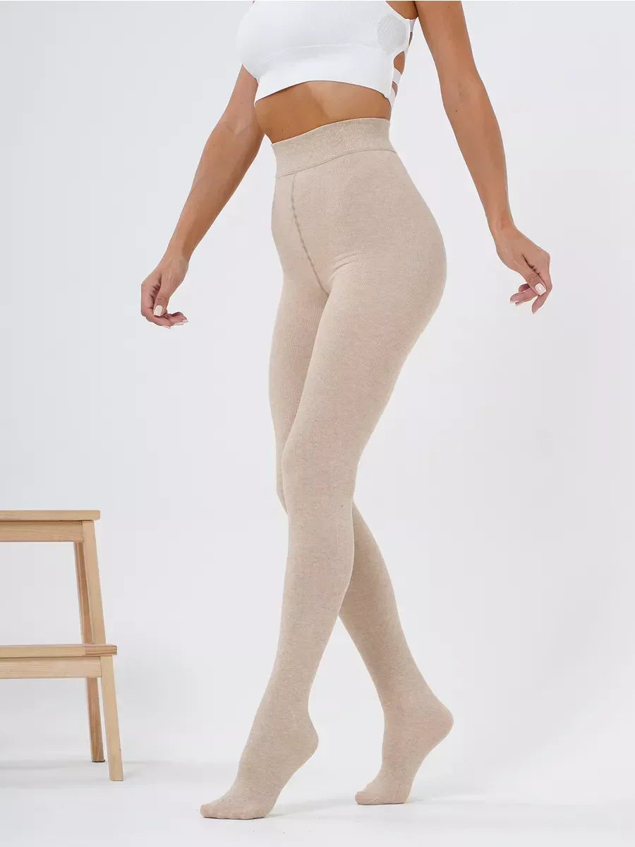 Collant fourré polaire Beige Clair / Taille Unique et Extensible